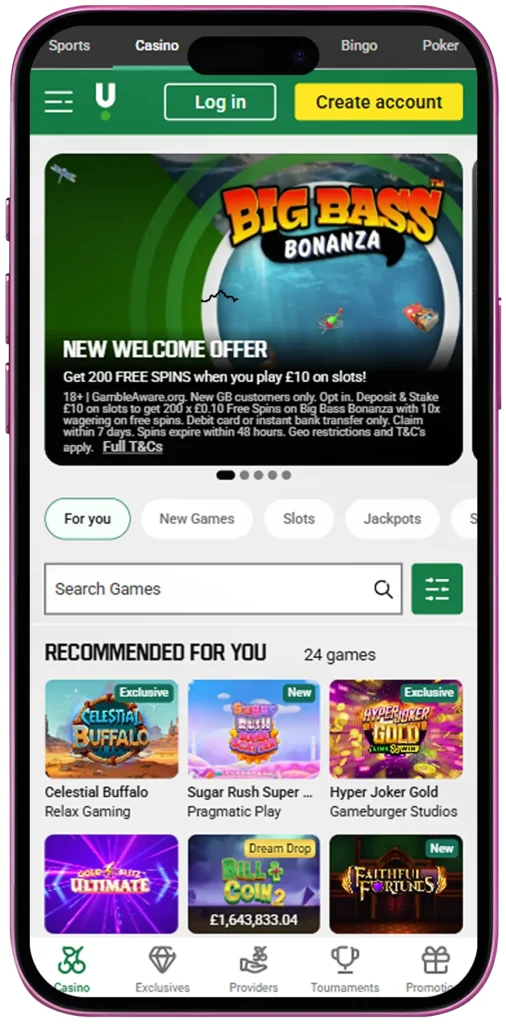 Mobile Version of the Casino
