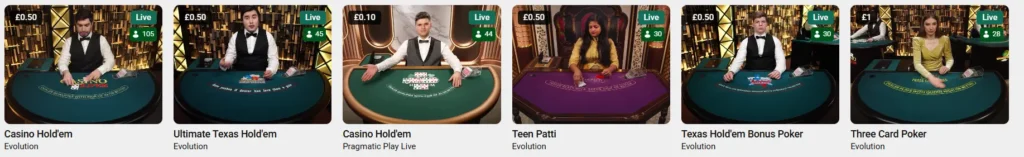 Poker Games at Unibet Live
