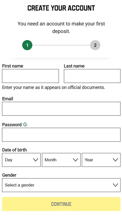 Creation of Account